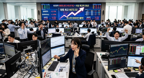 코스피 6,600선 돌파, '사상 최고치' 또 갈아치웠다